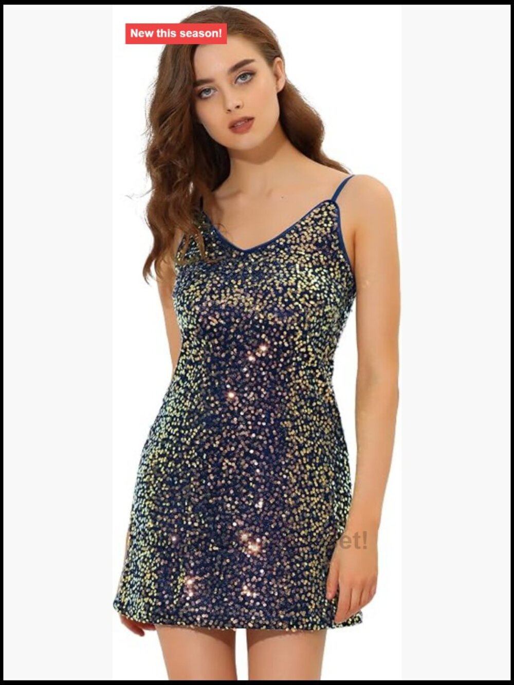 Sequin Spaghetti Strap V-Neck Party Cocktail Mini Dress